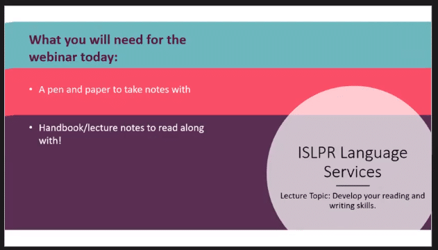 Lecture by Dr David Ingram: Improving your Reading and Writing Skills